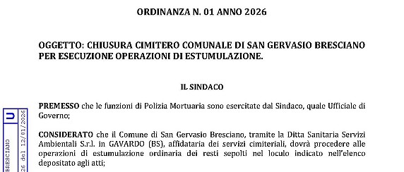 Chiusura cimitero comunale