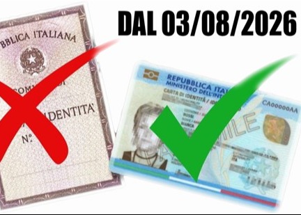 SCADENZA DELLE CARTE D'IDENTITÀ RILASCIATE SU MODELLO CARTACEO