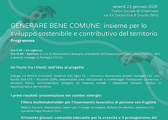 E' tempo di GENERARE BENE COMUNE: insieme per lo sviluppo sostenibile e contributivo del territorio