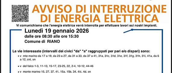 Interruzione programmata di corrente il 19 gennaio