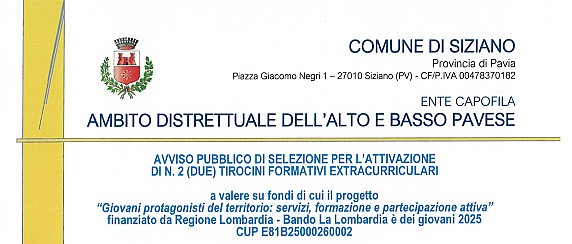 Avviso pubblico di selezione per l'attivazione di n. 2 (due) tirocini formativi extracurriculari