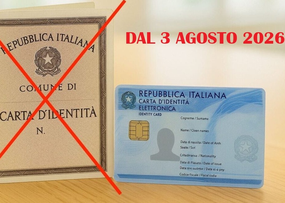 CESSAZIONE della  VALIDITA' delle CARTE D'IDENTITA' CARTACEE A PARTIRE dal 3 AGOSTO 2026