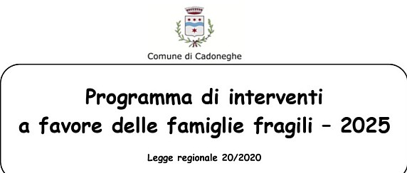 Pubblicazione graduatorie programma di interventi a favore delle famiglie fragili. Anno 2025