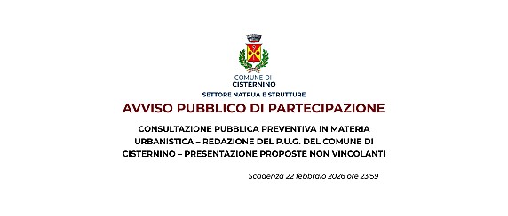 Avviso pubblico di consultazione preventiva per la redazione del PUG – Presentazione proposte entro il 22/02/2026
