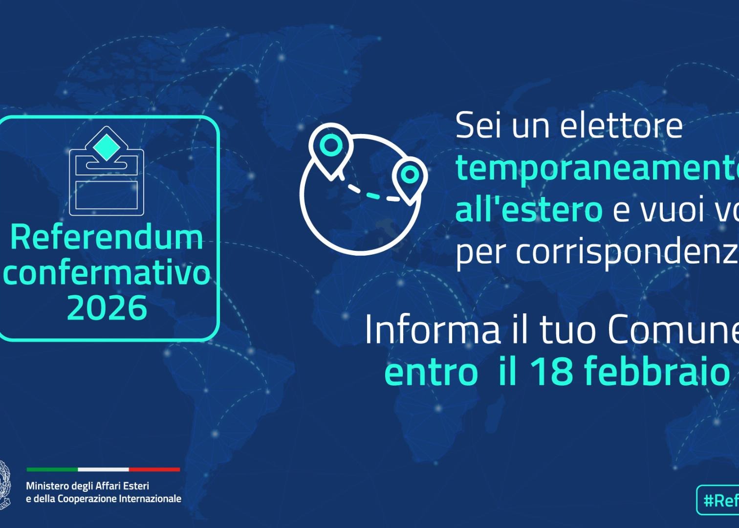 REFERENDUM 2026: ELETTORI TEMPORANEAMENTE RESIDENTI ALL'ESTERO