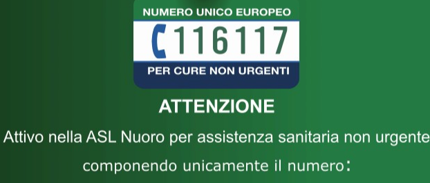 Numero Europeo Armonizzato (NEA) 116117 per cure non urgenti.