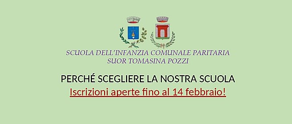Scuola dell'infanzia Comunale Paritaria 'Suor Tomasina Pozzi' - iscrizioni aperte