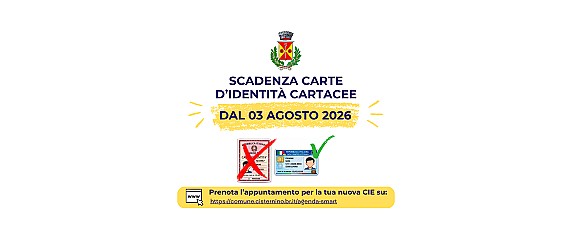 Scadenza Carte d'Identità Cartacee dal 03 agosto 2026