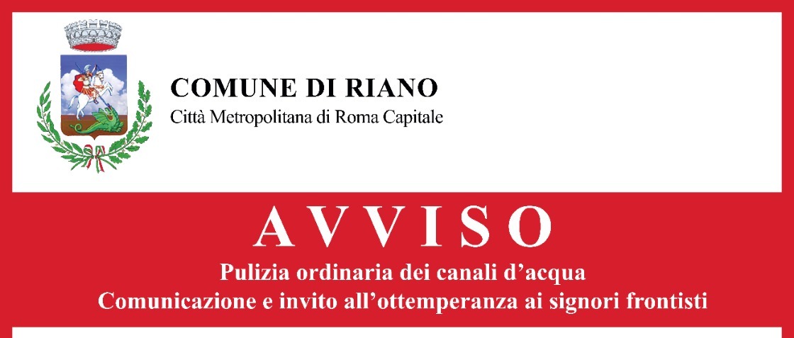 Pulizia ordinaria dei canali d’acqua – Comunicazione ai proprietari frontisti
