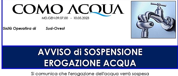 Sospensione erogazione idrica