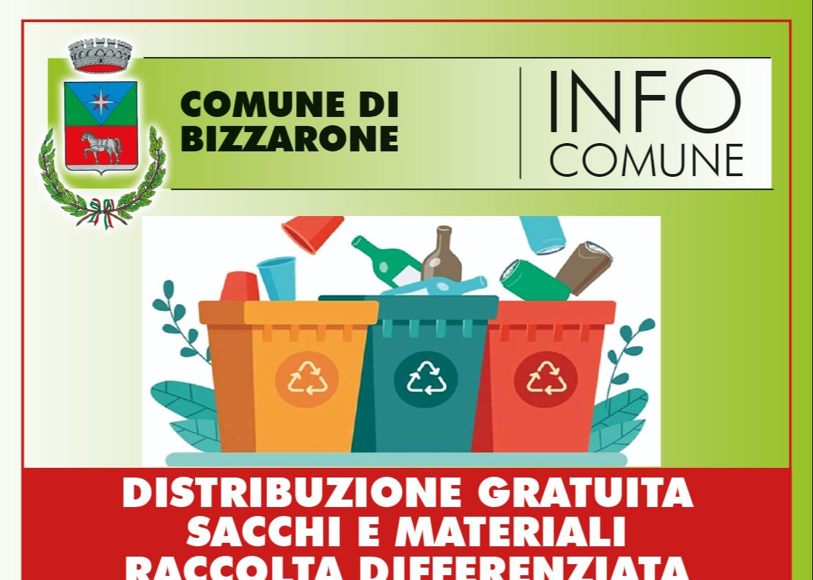 Distribuzione sacchi e materiali raccolta differenziata dei rifiuti anno 2026