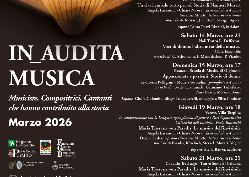 "Inaudita Musica": a Galliate Lombardo la rassegna musicale che valorizza il contributo delle compositrici