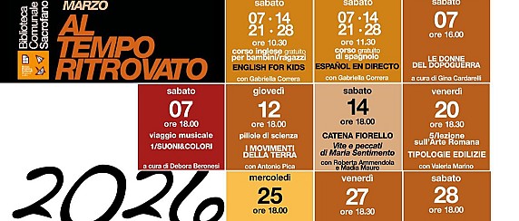 Appuntamenti di Marzo presso la Biblioteca Comunale "Al Tempo Ritrovato"