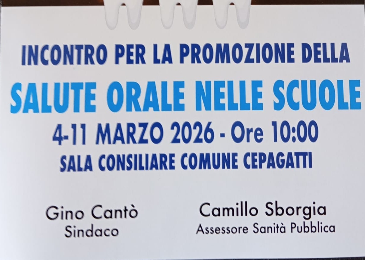 Salute orale nelle scuole - 4 - 11 marzo 2026 sala consiliare del Comune ore 10:00