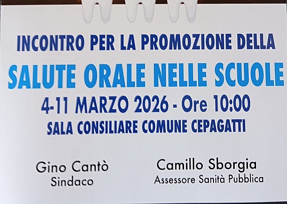 Salute orale nelle scuole - 4 - 11 marzo 2026 sala consiliare del Comune ore 10:00