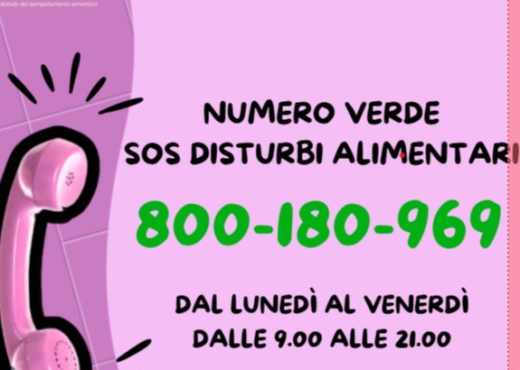 SOS Disturbi Alimentari - Numero verde nazionale - 800 180 969
