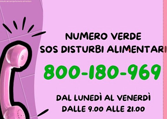 SOS Disturbi Alimentari - Numero verde nazionale - 800 180 969
