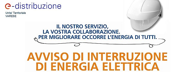 Lunedì 9 marzo, dalle ore 14:00 alle 18:30, sospensione erogazione dell'energia elettrica zona centro Viggiù