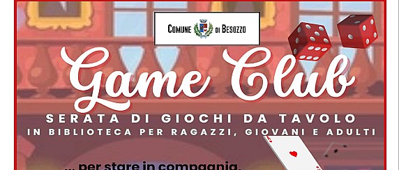 Game Club giochi da tavolo in biblioteca: venerdì 13 marzo dalle 20.30 alle 23.30 Sala Letture - Ingresso gratuito.