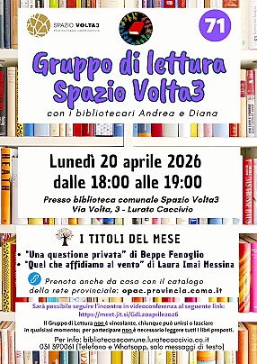 Gruppo di lettura 20 aprile 2026