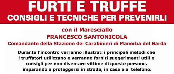 Incontro informativo su furti e truffe: consigli e tecniche per prevenirli