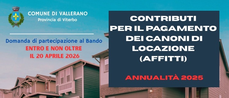 Contributi integrativi per il pagamento dei canoni di locazione (AFFITTI). Annualità 2025