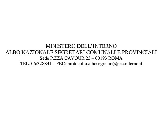 MINISTERO DELL'INTERNO ALBO NAZIONALE SEGRETARI COMUNALI E PROVINCIALI