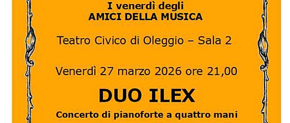 Concerto Amici della Musica – Venerdì 27 marzo ore 21.00 Sala 2 Teatro Civico