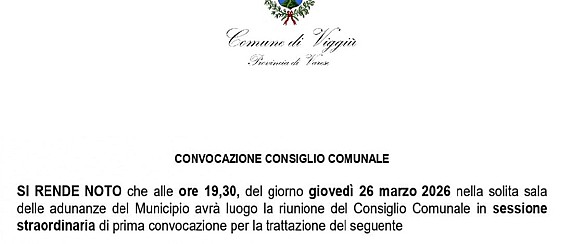26/03/2026: Convocazione Consiglio Comunale