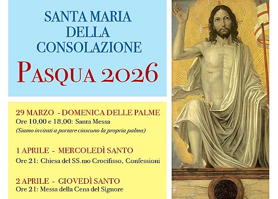 TODI - SANTA MARIA DELLA CONSOLAZIONE - CELEBRAZIONI del periodo Pasquale 2026