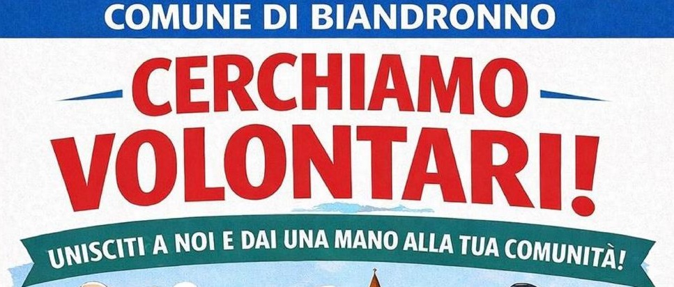Avviso pubblico per l'iscrizione nel registro dei volontari civici del Comune di Biandronno