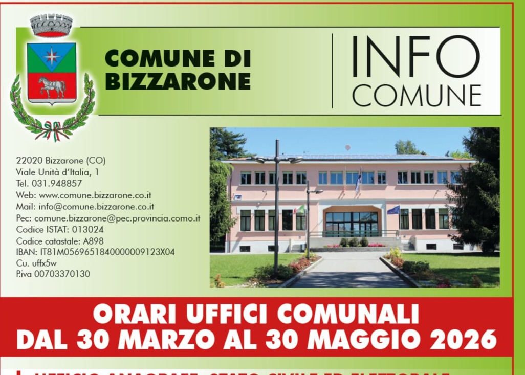 Orari apertura uffici Comunali