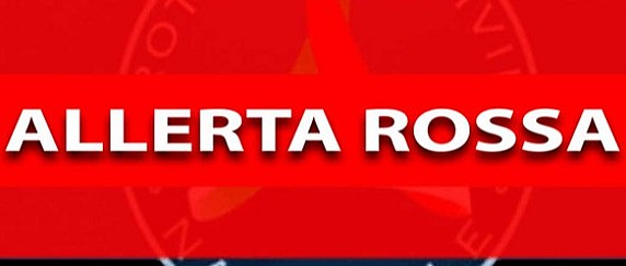 ALLERTA METEO ROSSA ATTIVATO IL C.O.C. (Centro Operativo Comunale) - Rischio idrogeologico, dalle ore 14 di oggi e per le successive 30 ore