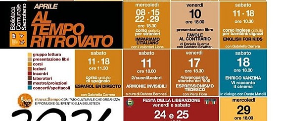 Appuntamenti di Aprile presso la Biblioteca Comunale "Al Tempo Ritrovato"