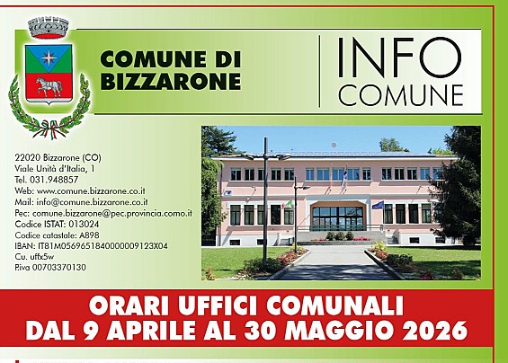 Orari apertura al pubblico Uffici Comunali