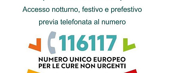 ATTIVAZIONE NUMERO UNICO EUROPEO PER LE CURE MEDICHE NON URGENTI 116117