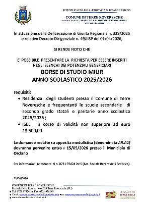 BORSE DI STUDIO 25 26 Avviso