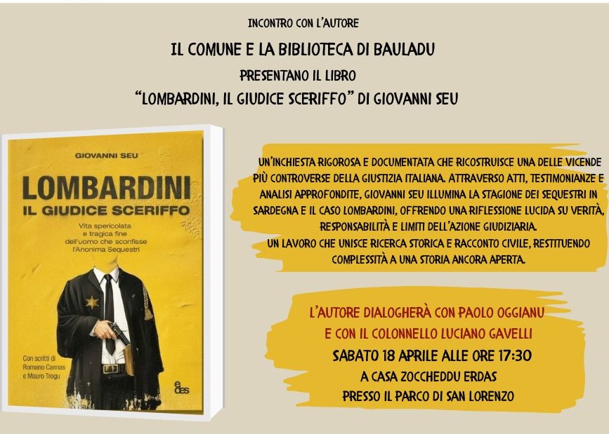 PRESENTAZIONE DEL LIBRO "LOMBARDINI, IL GIUDICE SCERIFFO"