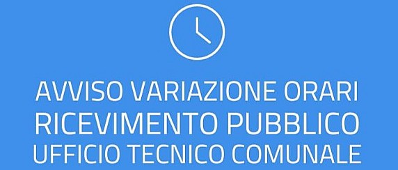 AGGIORNAMENTO ORARIO DI APERTURA UFFICIO TECNICO