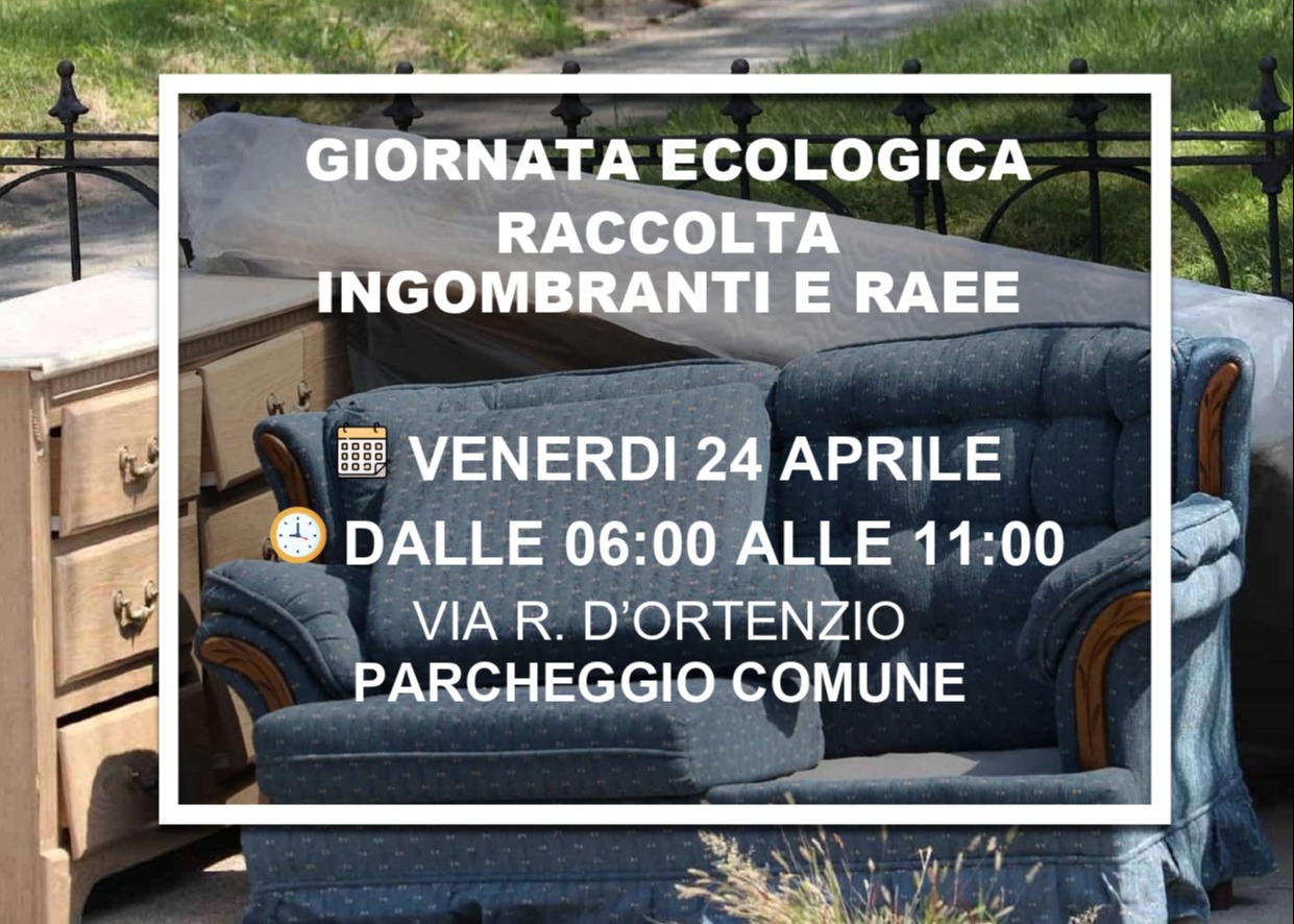 Giornata ecologica Venerdì 24 Aprile dalle ore 6:00 alle ore 11:00 i dettagli nel volantino allegato