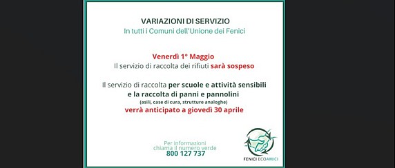 Raccolta differenziata - Variazione di servizio