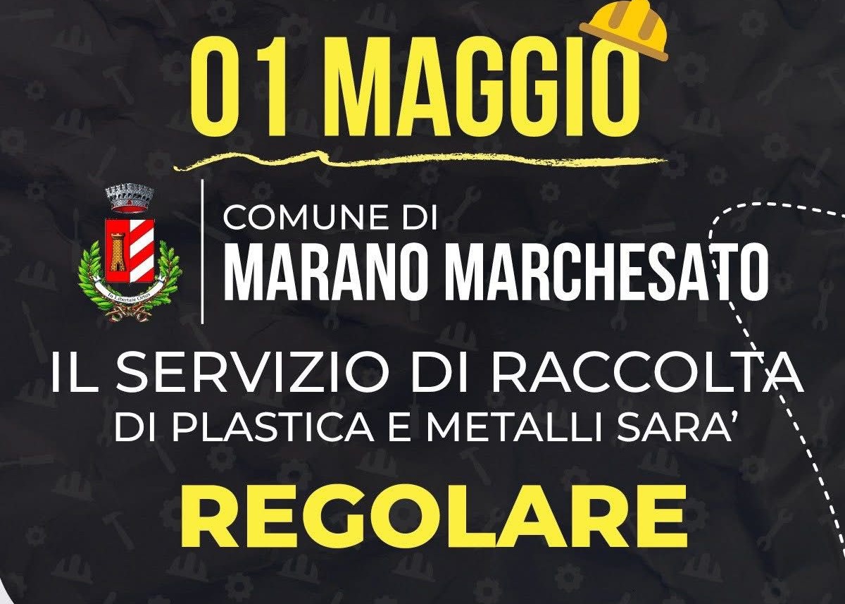 SERVIZIO RACCOLTA PLASTICA E METALLI VENERDI 1° MAGGIO
