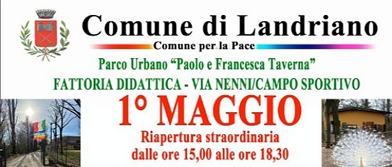 Riapertura Parco Urbano "Paolo e Francesca Taverna"  FATTORIA DIDATTICA - VIA NENNI/CAMPO SPORTIVO