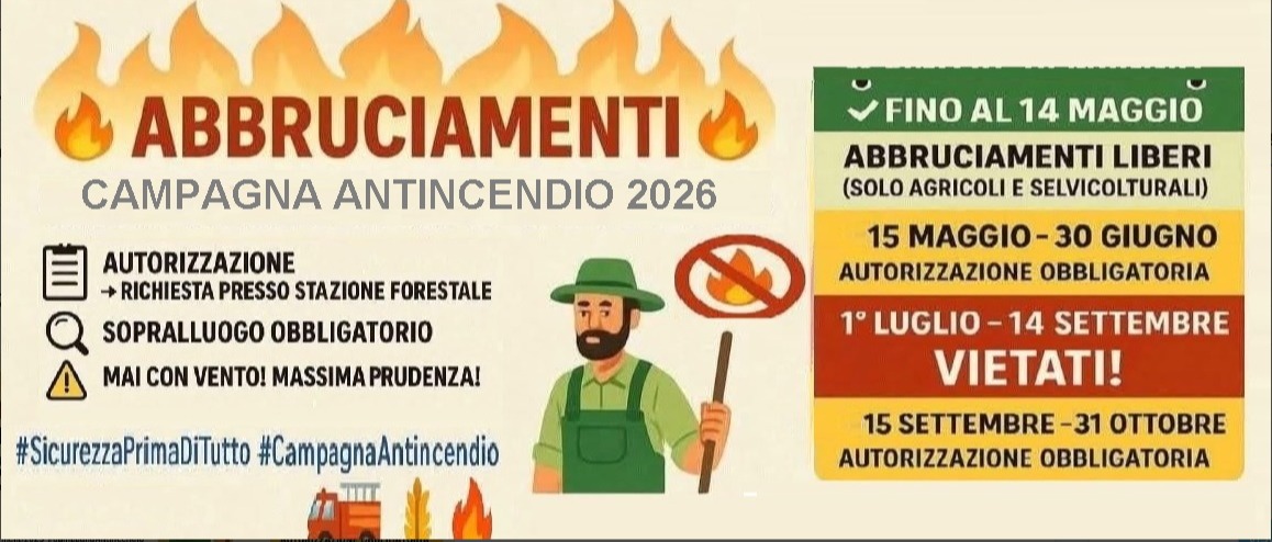 Abbruciamenti campagna antincendio 2026