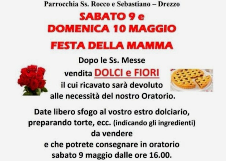 VENDITA PRO ORATORIO fraz. DREZZO- FESTA DELLA MAMMA