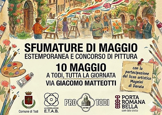A Todi arriva "Sfumature di Maggio": Premio Porta Romana e Concorso di Pittura - Domenica 10 maggio 2026, dalle ore 9 (Premiazioni ore 18,30)