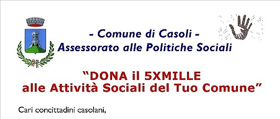 Campagna informativa per la destinazione del 5 per mille dell'IRPEF – Periodo d'imposta 2025 per le attività sociali svolte dal Comune