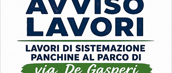 Avviso rimozione pachine Via De Gasperi - Progetto Panchine Colorate