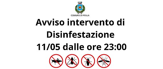 Avviso intervento di Disinfestazione