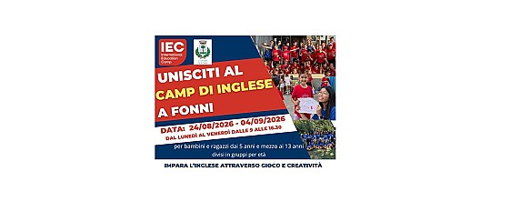 Camp di Inglese a Fonni dal 24 Agosto al 4 settembre 2026
